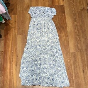 Altar'd State Blue and Cream Patterned Dress